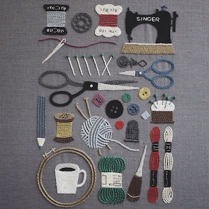 Embroidery Tools DIY Kit: Modern Needlecraft Pattern for Beginners