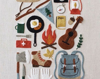 Camping Embroidery Kit: Beginner Needlecraft Pattern