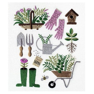Garden Tools Embroidery Kit: Modern Needlecraft for Beginners
