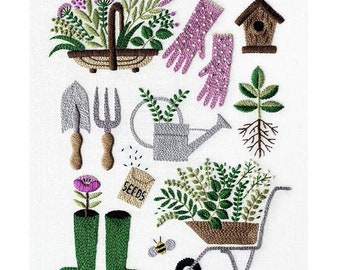 Garden Tools Embroidery Kit: Modern Needlecraft for Beginners