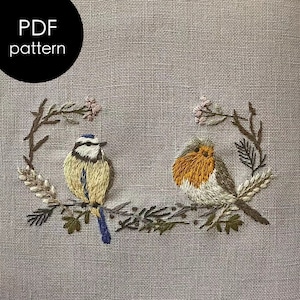 Birds in Forest Embroidery Pattern: DIY Hand Stitch (PDF Pattern)