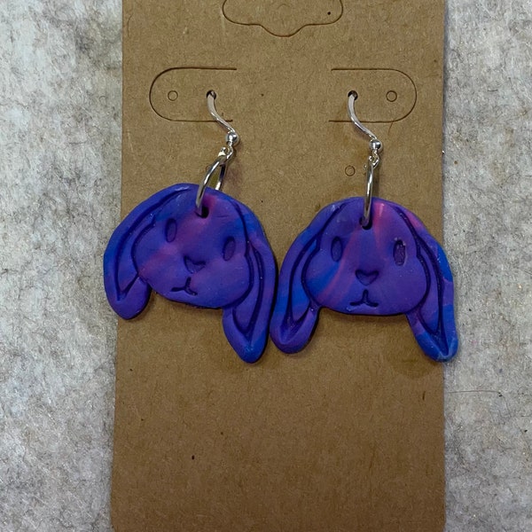 Purple/Blue Tie Dye Easter Bunny Dangles