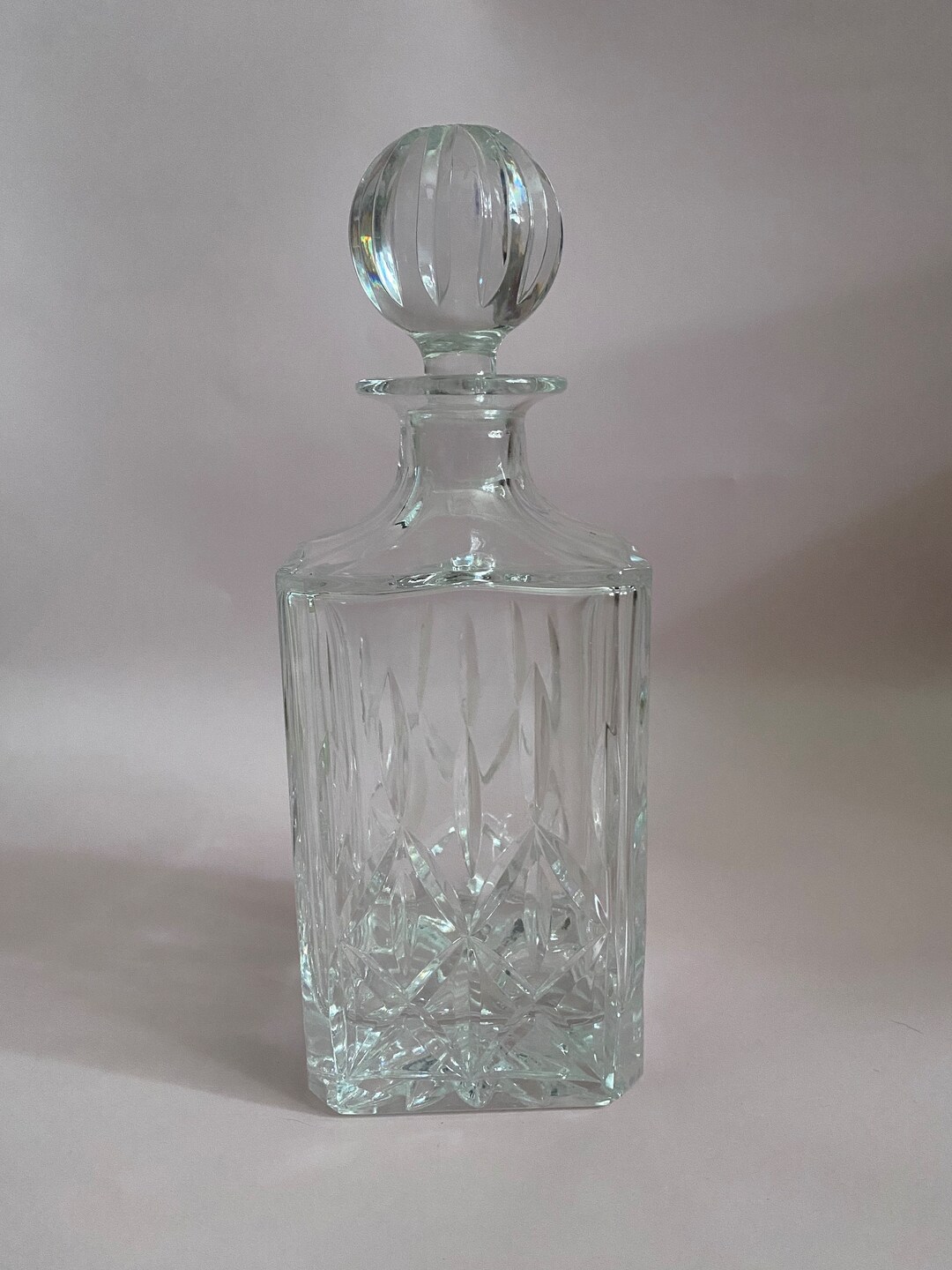 Vintage Block Crystal Decanter Etsy