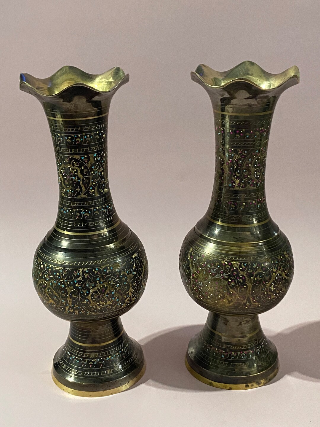 Bronze Made in Pakistan Hand Painted and Carved Wedding Vases Etsy
