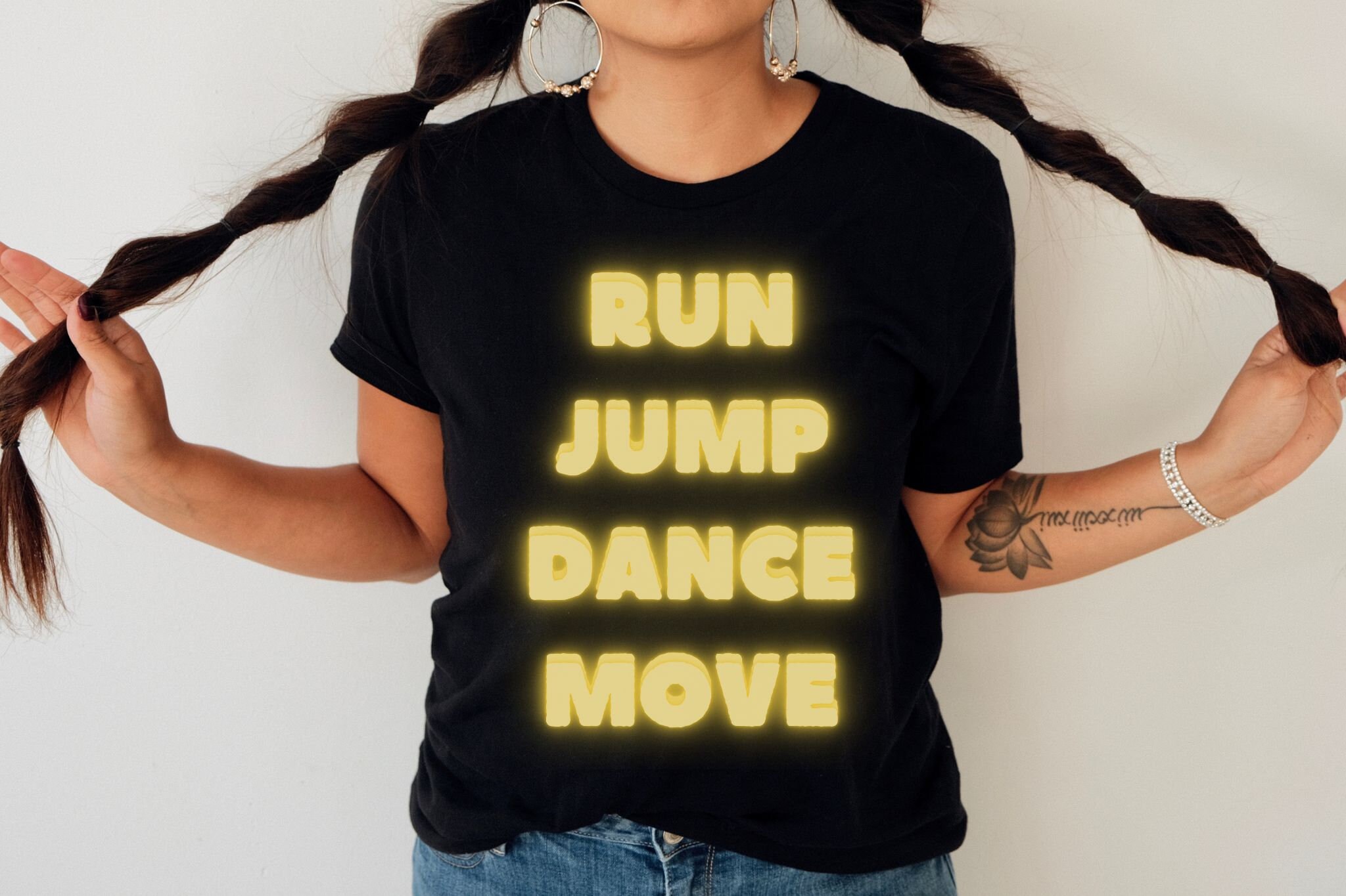 Run Jump Dance Move NEON Tshirt Shirt With Text Shirt for Etsy UK