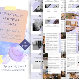 Yoga & Meditation e-Book, Worksheet, Journal Bundle Template For Yoga Coach Rebrandable Coaching Program For Life Coach Done For You Course