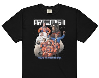 Camiseta Artemis II - Camiseta de la tripulación de la NASA estilo años 90 - Camiseta gráfica de la tripulación de Artemis II