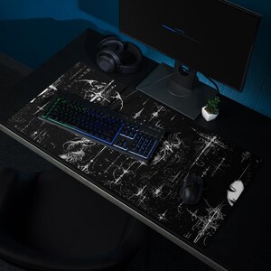 Tappetino per mouse da gioco Cybersigilism – Tappetino da scrivania Cyber scuro, XL antiscivolo