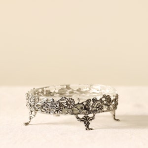 Sterling Silver Candle Holder, Elegant Serving Dish With Glass Insert