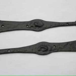 Rustic iron tee/t hinges vintage old country cottage Spear arrow head old English strap t hinges black antique finish 14&quot;