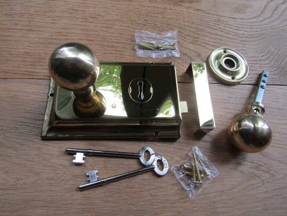 Vintage Door Knob Set Rim Locks | Bathroom | Suffolk Latch Vintage Door Knob Set Rim Locks | Bathroom | Suffolk Latch