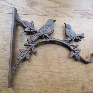 HOOK BRACKET  Rustic iron hanging basket Garden porch Hanging Basket Bracket Hook plants lantern chime hanging hook Brown rustic iron