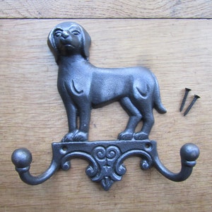 Rustic iron vintage coat hook retro ST BERNARD DOG Hook hanger pegs vintage cast iron antique iron finish