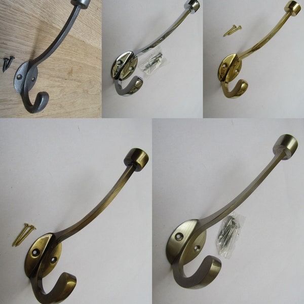 FLAT TIP Rustic Robe Hat and coat hooks vintage old English Victorian retro pegs Antique brass/iron/Chrome/Brass/Satin nickel