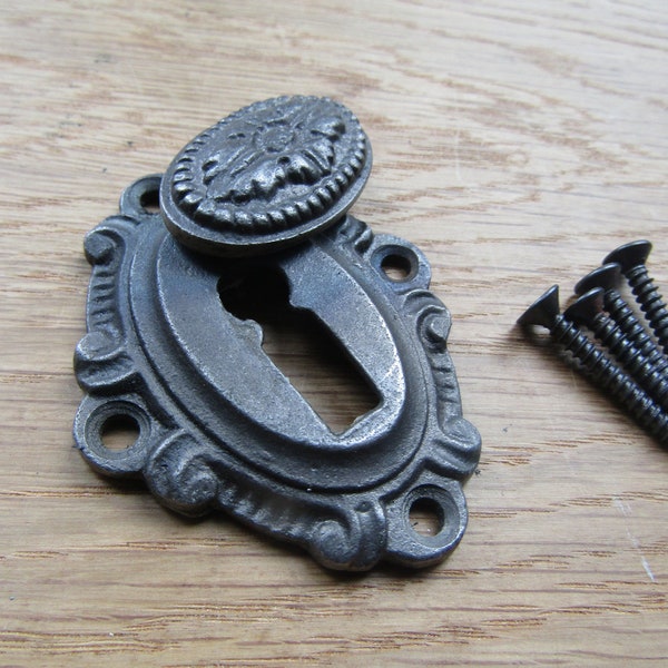 Rustikale Schlüsselloch Abdeckung Schlüssellochplatte bedeckt Gusseisen Vintage dekorative verzierte ausgefallene Abdeckung