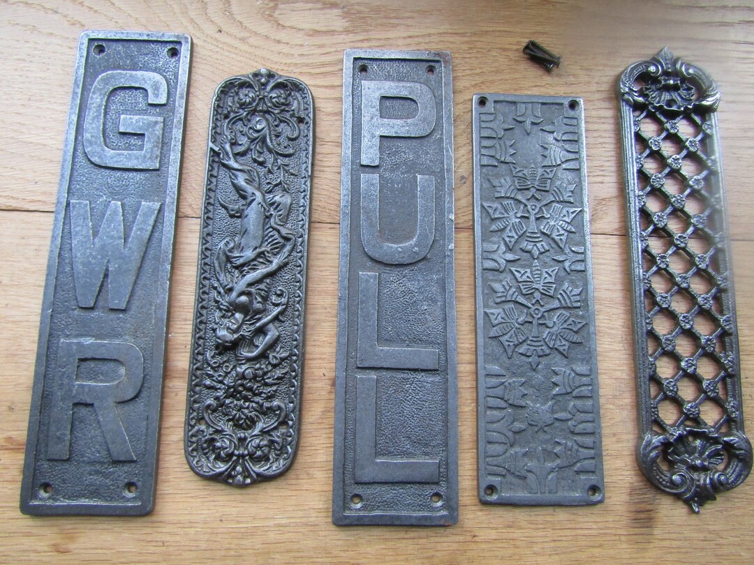 Cast Iron Vintage Finger Plate / Push Pull Plates - Antique Rustic Door Hardware