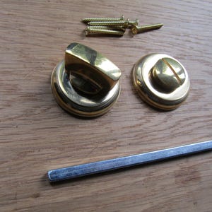 Bathroom Thumb turn Toilet Lavatory WC door lock indicator emergency Release Toilet Privacy SOLID BRASS polished brass unlacquered