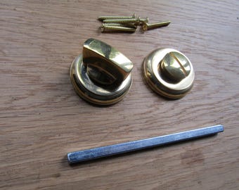 Polished Brass Bathroom Door Lock Indicator - Vacant/Engaged Privacy Bolt With Thumb Turn For Toilet & Restroom Doors