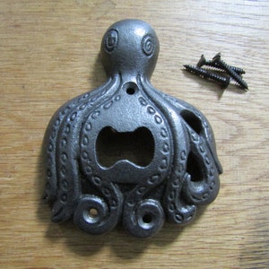 RUSTIC Bottle opener cast iron vintage old beer soda Wall bottle opener Gift Bar Kitchen Patio OCTOPUS