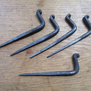 Nail in hooks Blacksmith wrought iron hand forged vintage old rustic kitchen beam utensil PACK OF 5 Antique iron finish