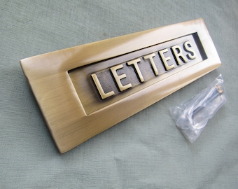 Door Letter plate SOLID BRASS vintage old style sprung Victorian door letter plate letter box postal plate cover