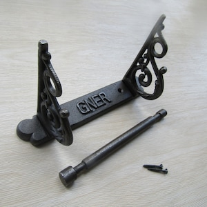 Rustic Toilet Roll holder Cast iron wire vintage GNER SCROLL great northern eastern railway retro industrial WC roll loo roll holder