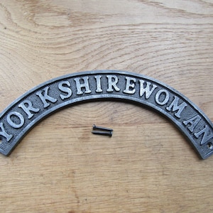 Solid Cast iron YORKSHIREWOMAN vintage rustic plaque Yorkshire lass women sign notice plate Wall door sign plaque emblem gift