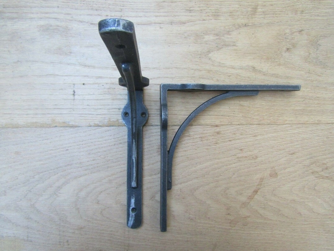 Vintage Cast Iron Shelf Brackets - Simple Arch Design For Wall Shelves - Antique Copper Finish (Pair)