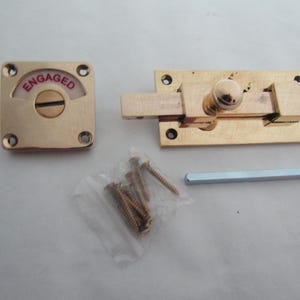 BUCKINGHAM INDICATOR BOLT Bathroom Toilet Lavatory wc door lock indicator emergency Release Toilet Privacy Heavy Polished Brass Unlacquered