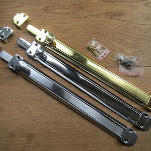 SURFACE DOOR BOLT  Tower barrel stable security Slide Shoot bolt  Straight Gate Latch Lock Polished brass satin chrome polished chrome 15.5&quot;