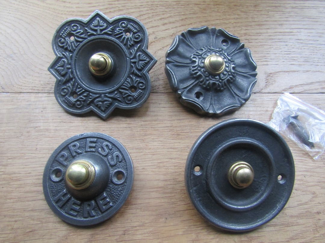 Prrss Bell Button Antique Iron Cast Iron Rustic Door Bell Push Vintage Old Victorian ...