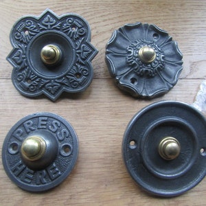 Antique iron Cast iron Rustic Door Bell Push vintage old Victorian style Antique Hard wired Front Back Door Chime Press bell push button