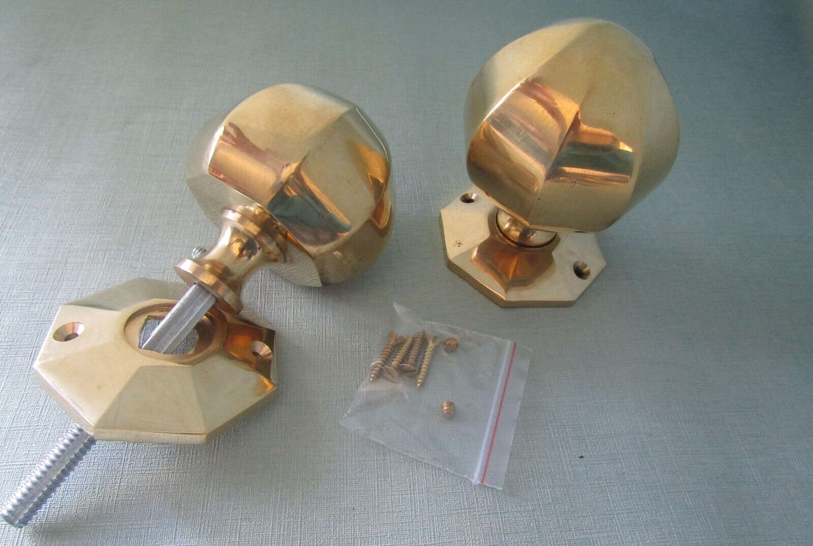 Paire De Poignées De Porte Anciennes De L'époque Victorienne/édouardienne En Laiton/bronze - France