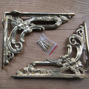 Rustic vintage Shelf brackets SOLID BRASS scaffold retro victorian Shelf Brackets shelving brackets Unlacquered Brass finish