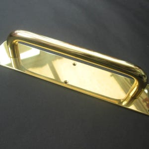 DOOR PULL HANDLE on Plate Finger pull plate solid heavy entrance door pull handle rustic vintage Barn Home Stable pub shop door handle Brass