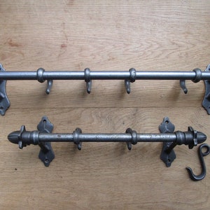Rustic cast iron Kitchen Pantry shelf pot Pan mug cup rack Traditional vintage utensil storage rack rail Antique iron