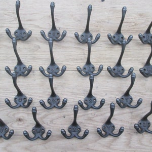 A to Z Alphabet letters Personalised cast iron rustic Triple hat and coat hooks vintage retro old industrial ANTIQUE IRON finish