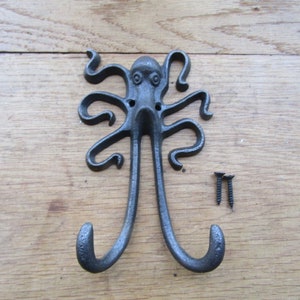 Cast iron Rustic coat hook vintage old retro peg hanger NAUTICAL OCTOPUS hook Antique iron