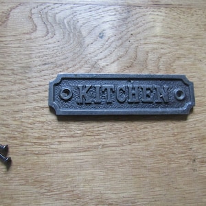 KITCHEN Solid Cast iron vintage rustic plaque sign notice plate Wall door sign plaque emblem gift