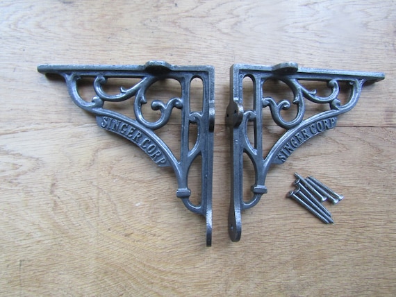 Antique Cast Iron Rustic Vintage Scroll Shelf Support Hanging Basket Bracket
