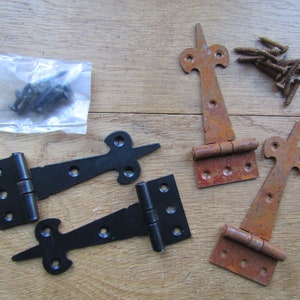 Rustic TEE/T  hinges vintage old style Cupboard Cabinet door Furniture chest box trunk hinges fleur de lys