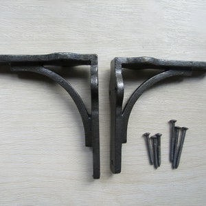 PAIR of Rustic iron shelf brackets Scaffold antique vintage 5&quot; INDUSTRIAL GALLOWS old retro shelving brackets Iron finish