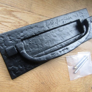 Rustic iron letter Plate postal door knocker HEAVY CAST IRON Sprung letter box post plate cover period victorian vintage style front door
