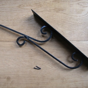 Rustic iron Blacksmith hand forged vintage Garden porch Hanging Basket Bracket Hook plants lantern chime hanging hook Black rustic wax