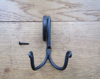 Rustic Coat Hook Blacksmith Hand Forged Iron Vintage Old Retro Peg