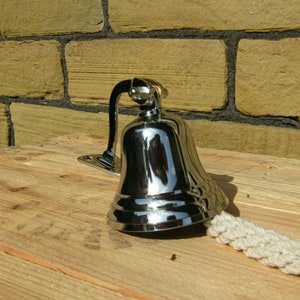 SHIP WALL BELL vintage victorian solid brass Antique retro style School dinner pub last orders door bell Polished Chrome
