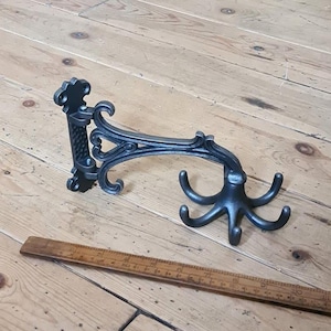 Rustic Iron swivel Hook rail hanger cast iron vintage hooks Ornate decorative fancy multiple hook hanger Antique iron