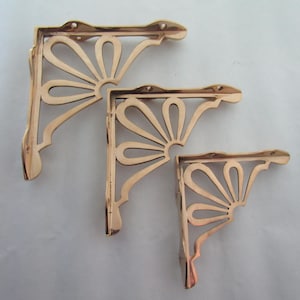 Unlacquered Brass Shelf brackets shelving Rustic vintage retro victorian Daisy SOLID BRASS 7&quot;/6&quot;/5&quot; PAIR