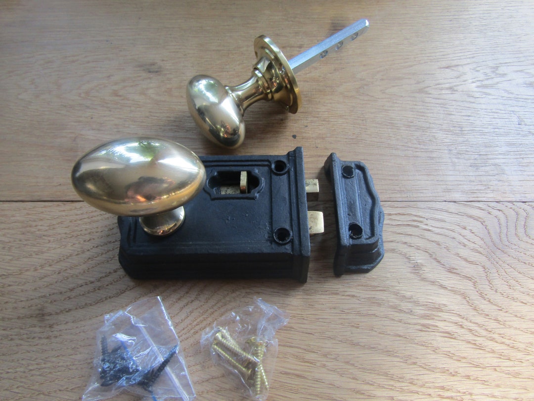 Victorian Rim Lock Door Knob Handle Sets – Rosewood & Brass, Old Retro Style
