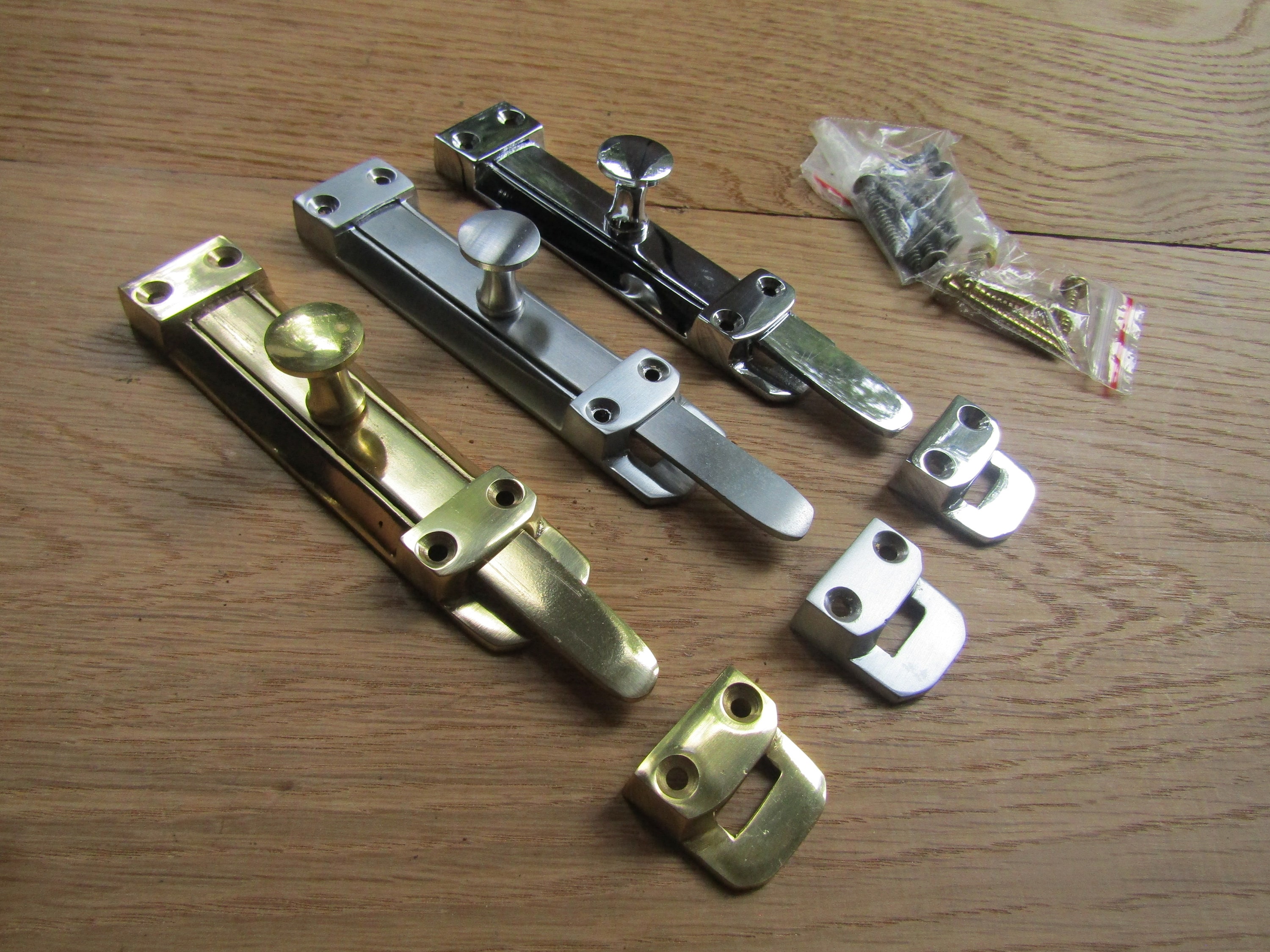 SURFACE DOOR BOLT  Tower barrel stable security Slide Shoot bolt  Straight Gate Latch Lock  Polished brass satin chrome polished chrome 6"